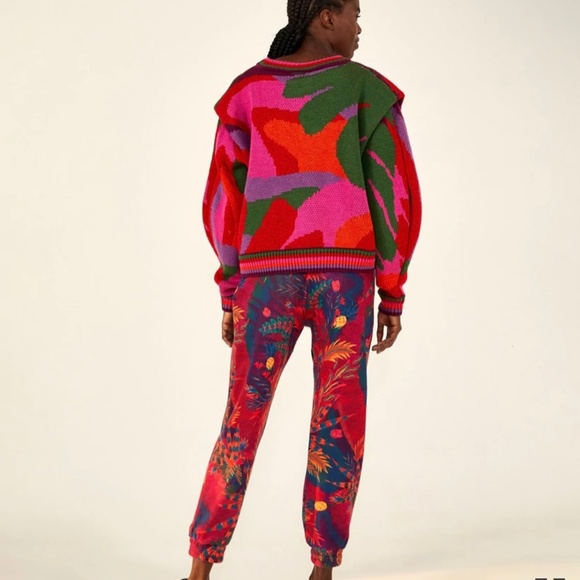 Farm Rio Abstract Scarf Sweater 